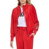 DKNY Women's Everyday Essential Zip Up Hoodie, Scarlet/Gold